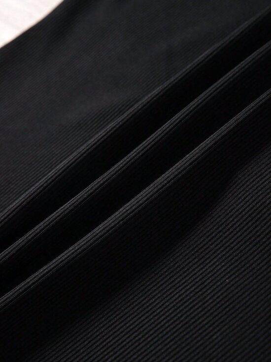 Black Casual Women's Zipper Half Placket Turn-Down Collar Tank Top - Picture 8 of 8